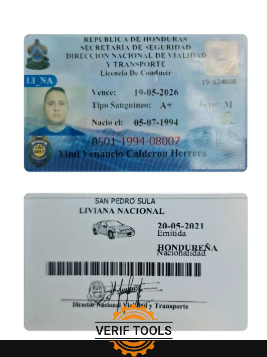Honduras Driving License — Driver License