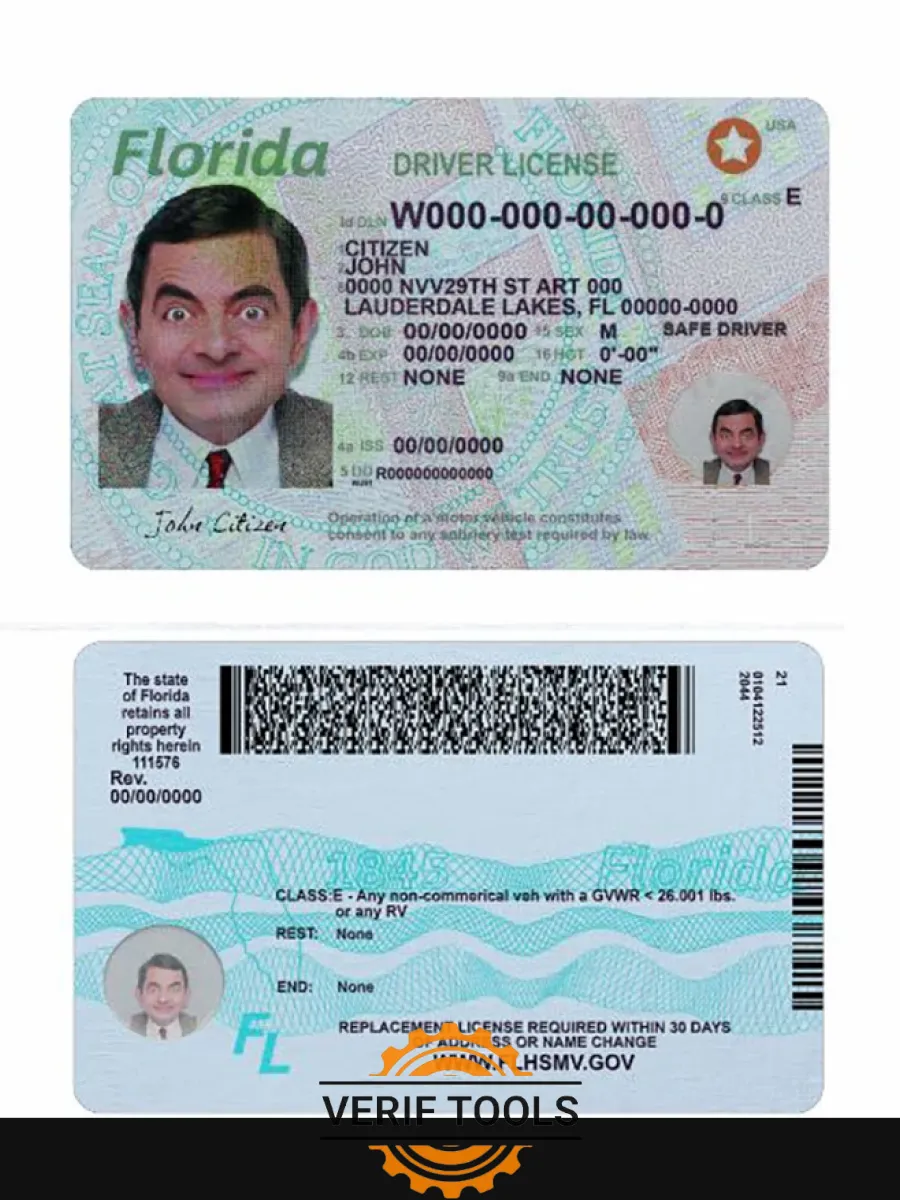 Usa Florida Driving License 2018 Present — Driver License