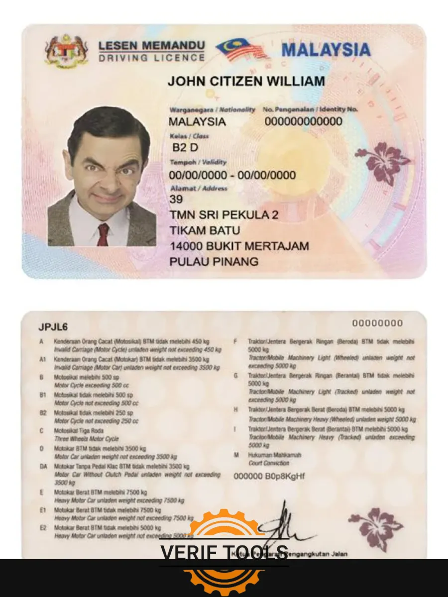 Malaysia Driving License — Driver License
