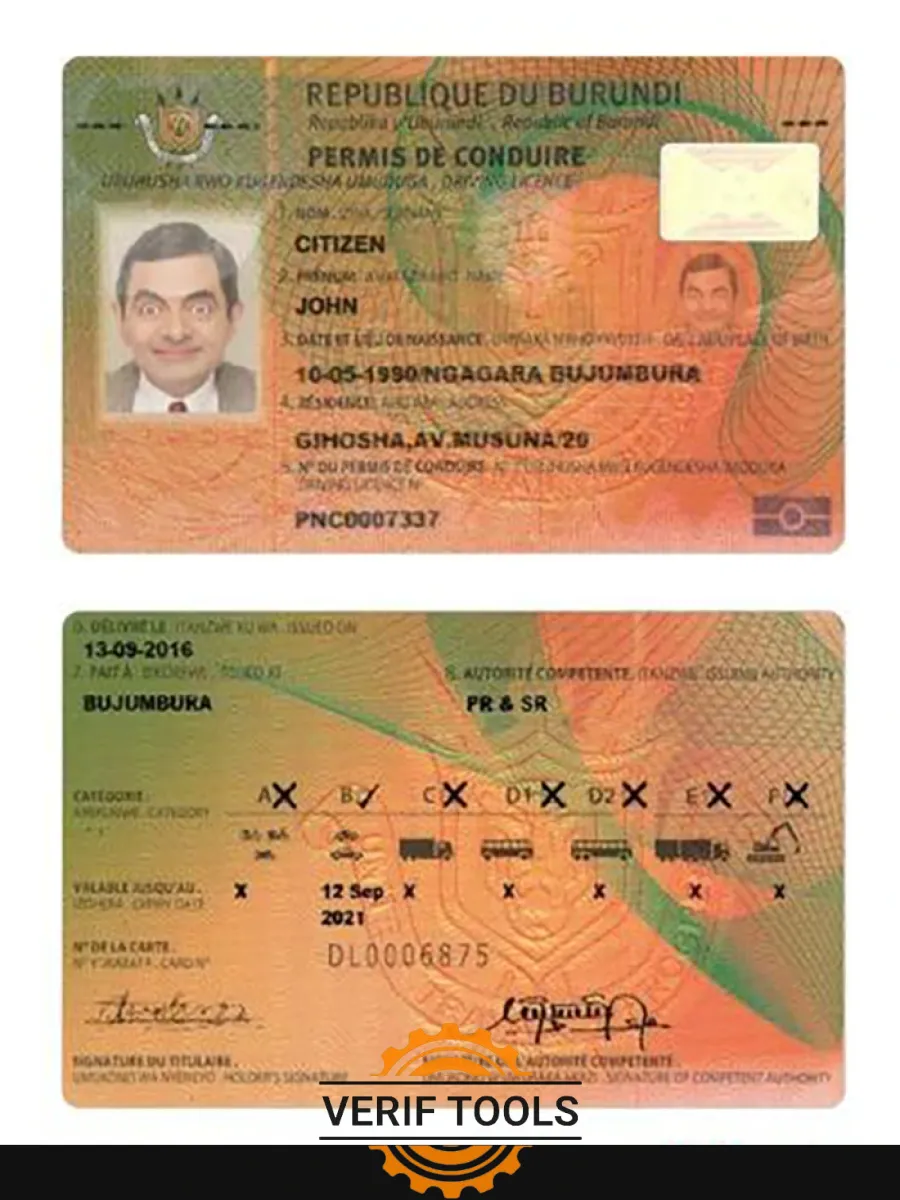 Burundi Driving License — Driver License