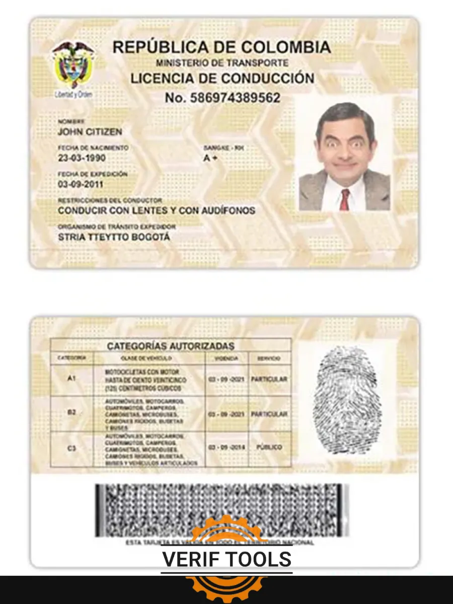 Colombia Driving License Version 2 — Driver License