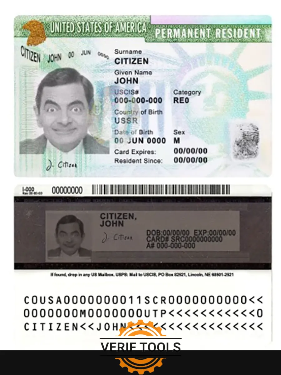 Usa Green Card Permanent Resident Card — ID Cards