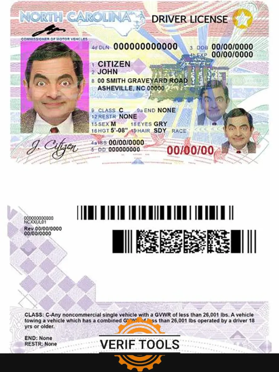 Usa North Carolina Driving License — Driver License
