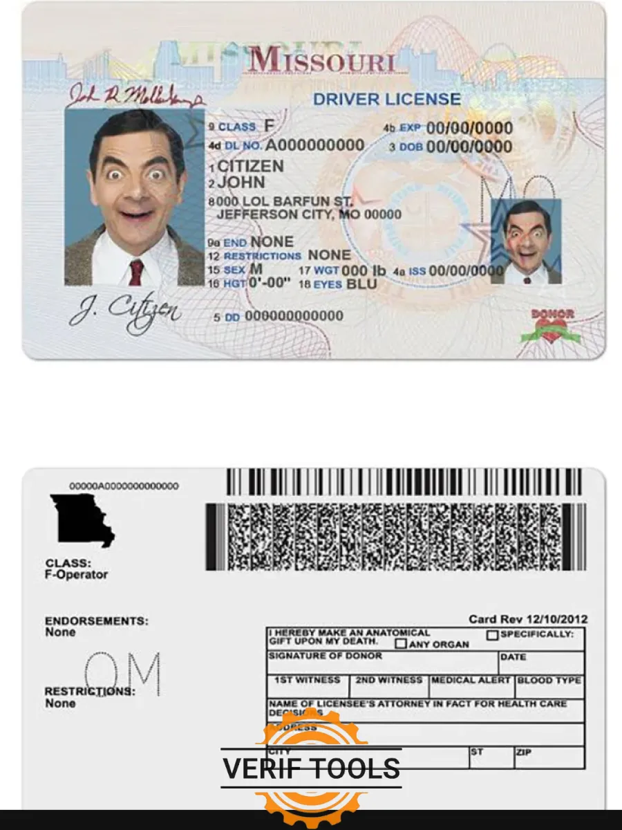 Usa Missouri Driving License — Driver License