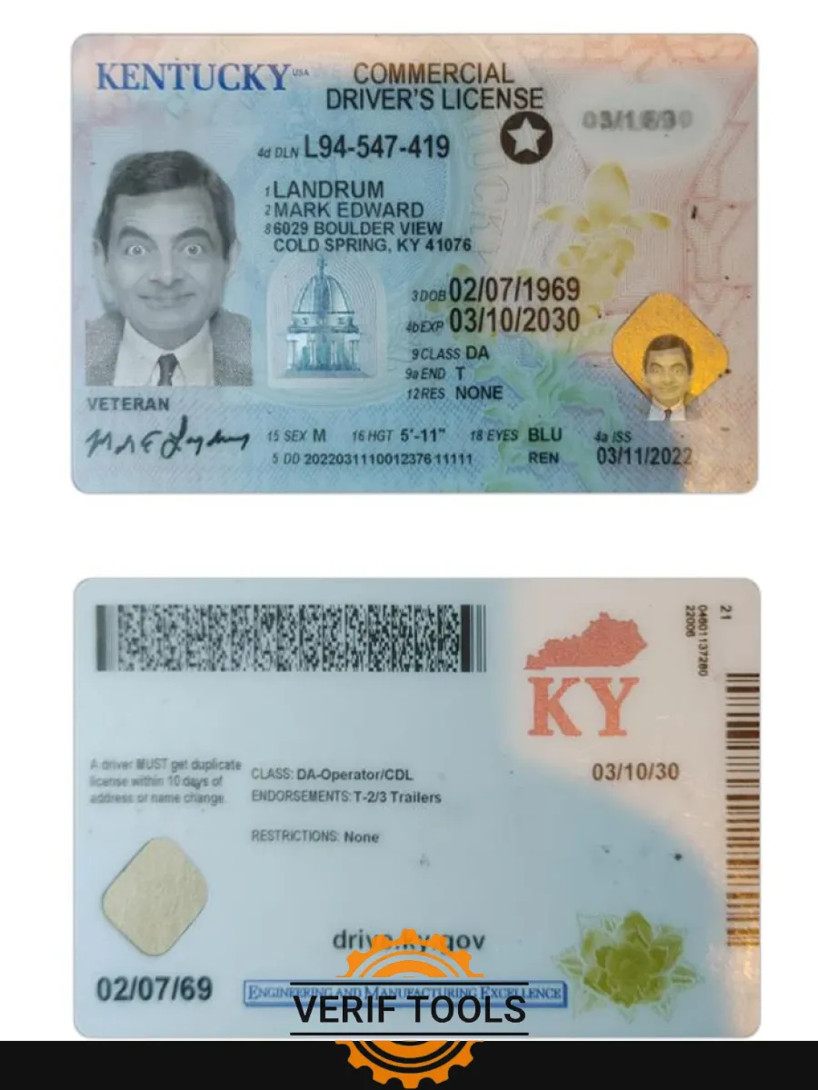 Usa Kentucky Driving License 2022 Present — Driver License