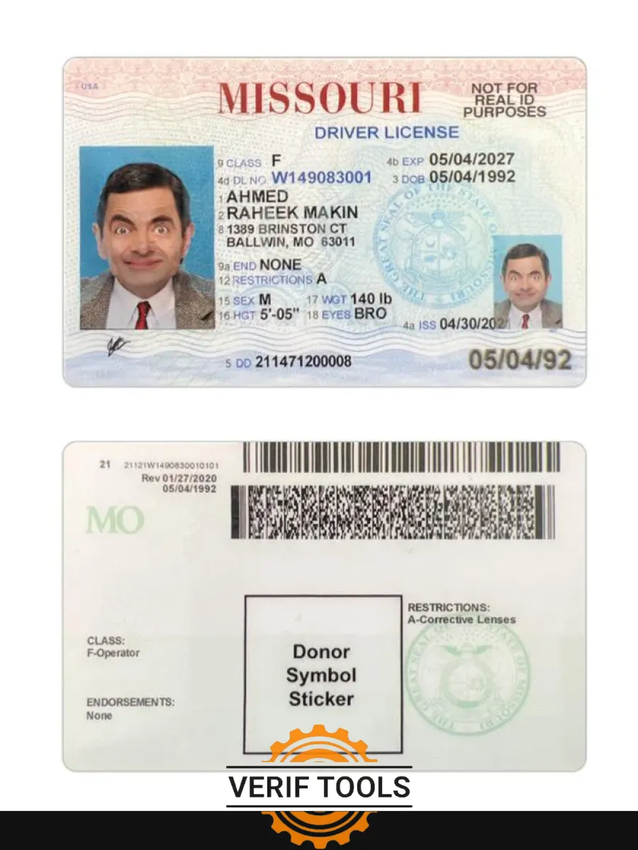 Usa Missouri Driving License 2021 Present