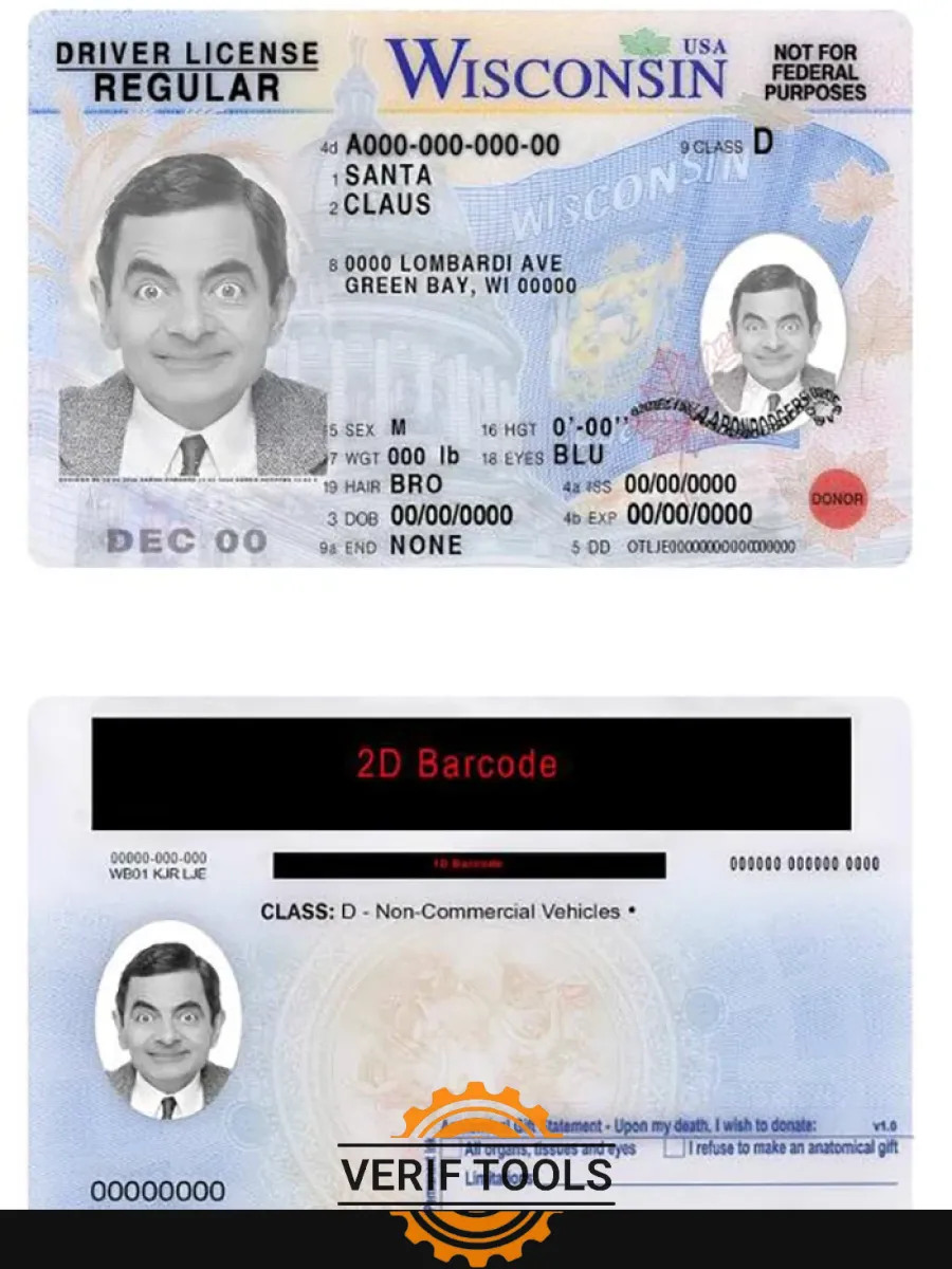 Usa Wisconsin Driving License — Driver License