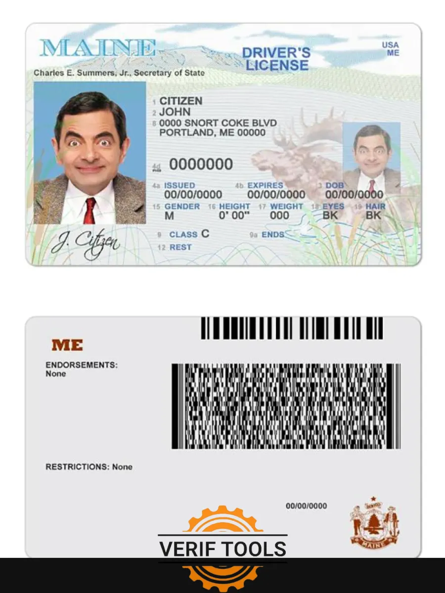 Usa Maine State Driving License — Driver License