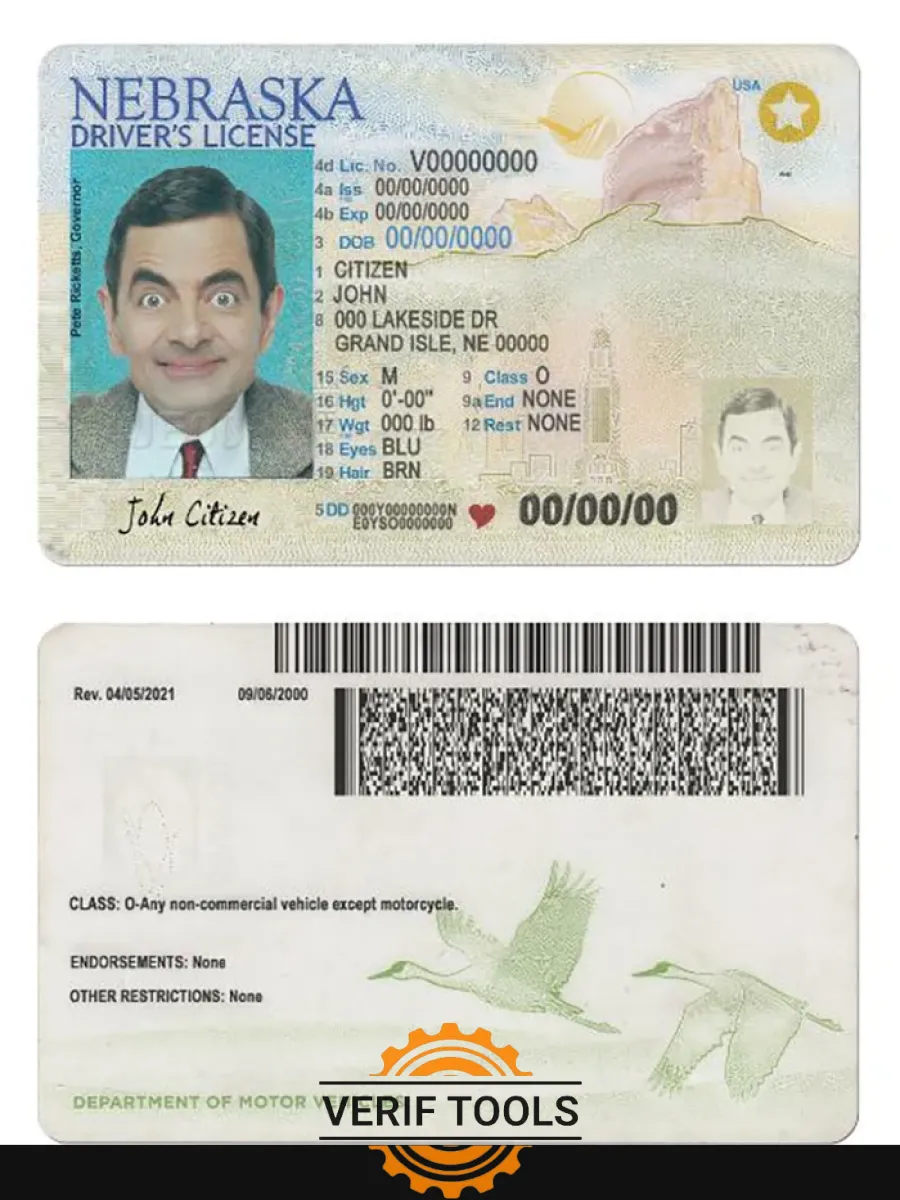 Usa Nebraska New Driving License — Driver License