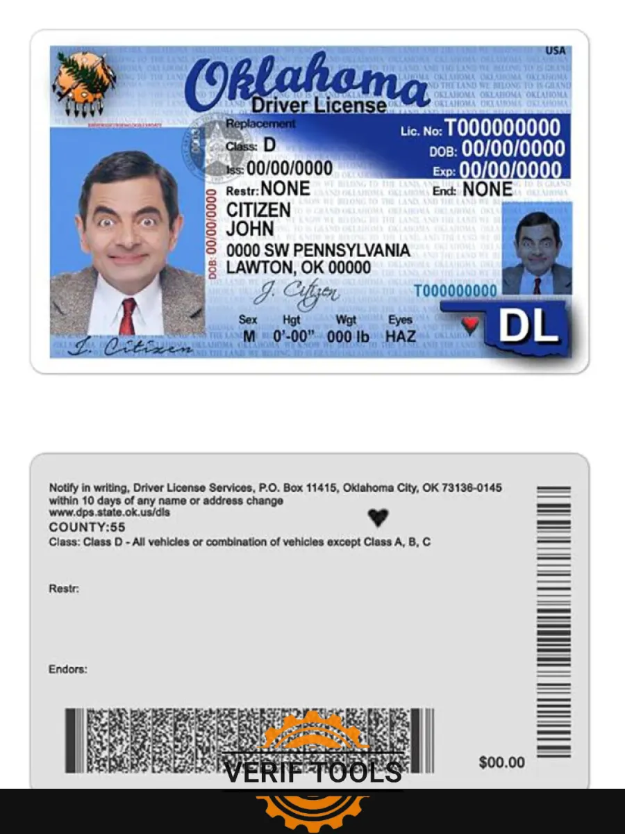 Usa Oklahoma Driving License — Driver License