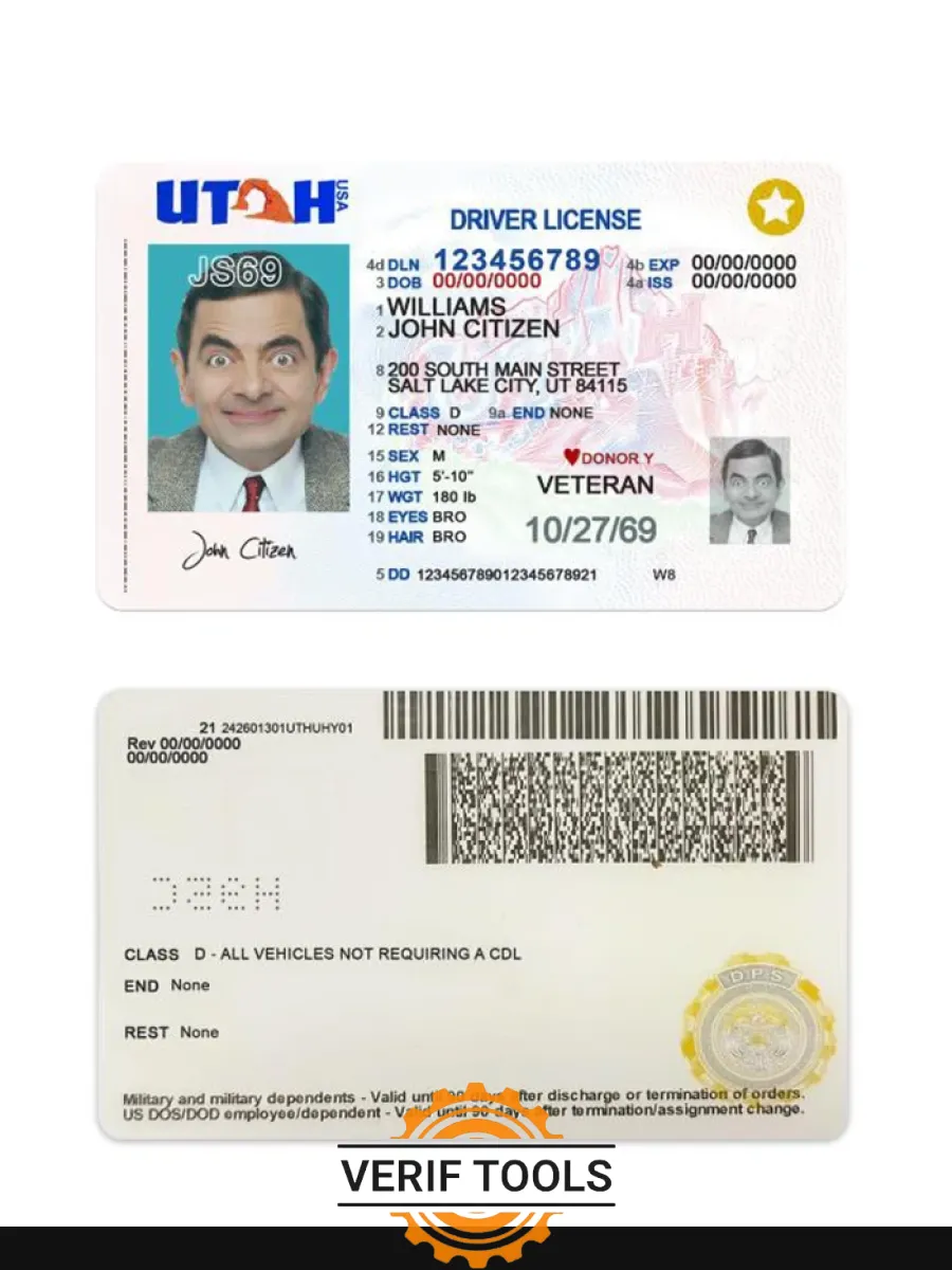 Usa Utah Driving License 2021 Present1 — Driver License
