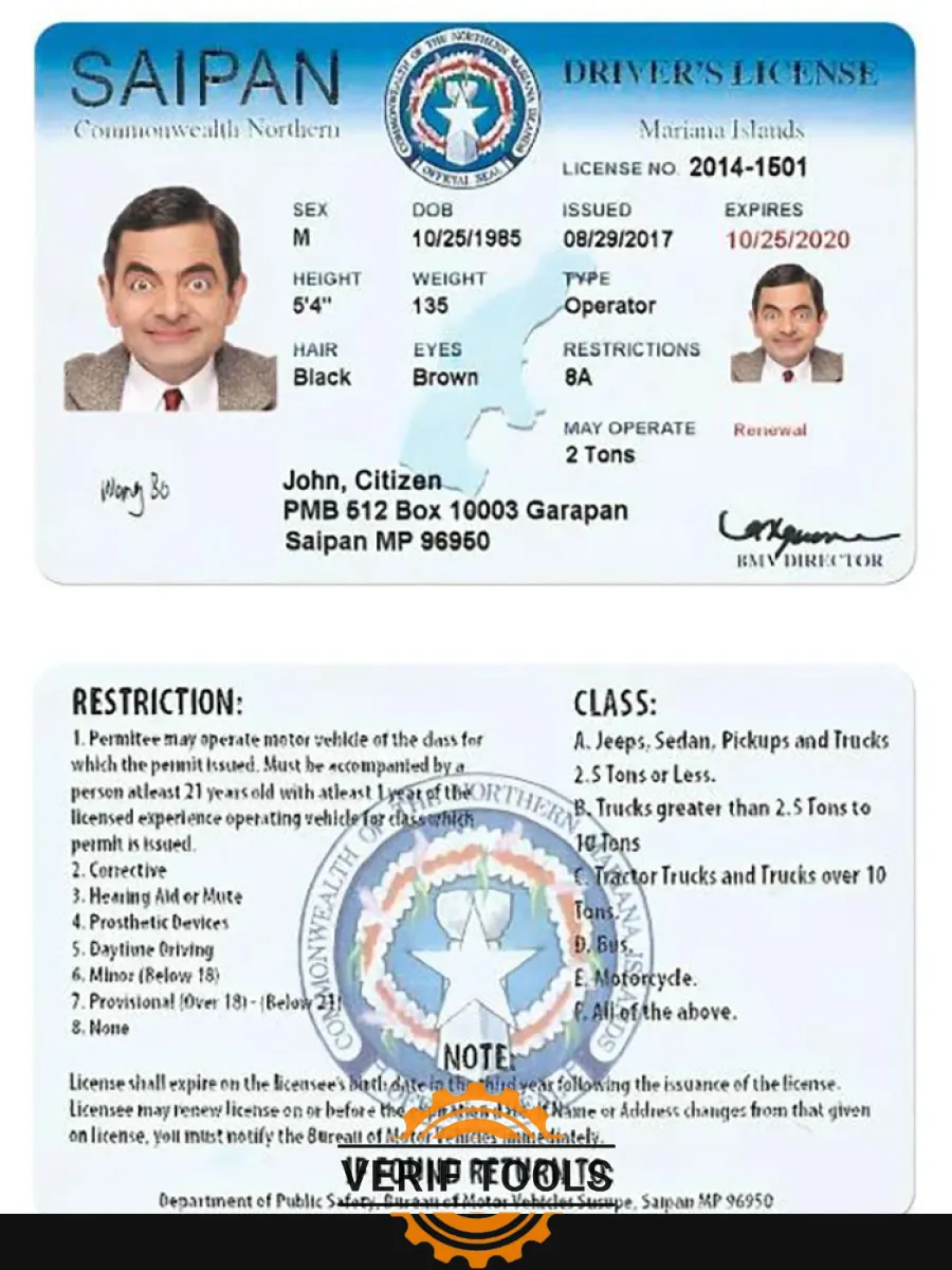 Northern Mariana Islands Saipan Driving License — Driver License