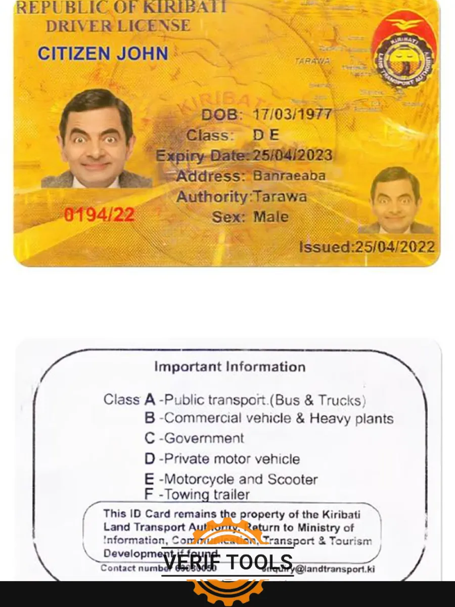 Kiribati Dl — Driver License