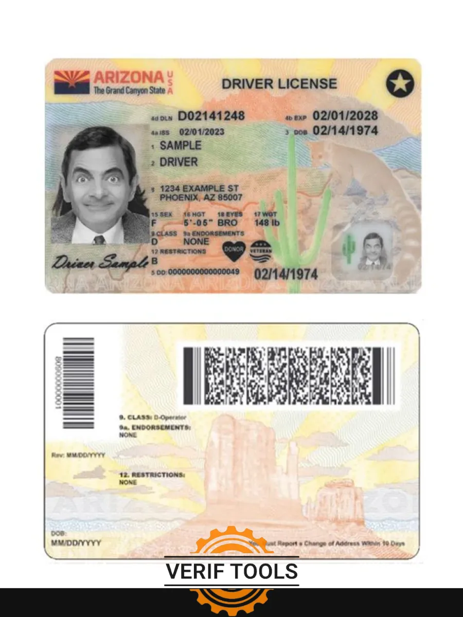 Usa Arizona Driving License 2023 Present — Driver License