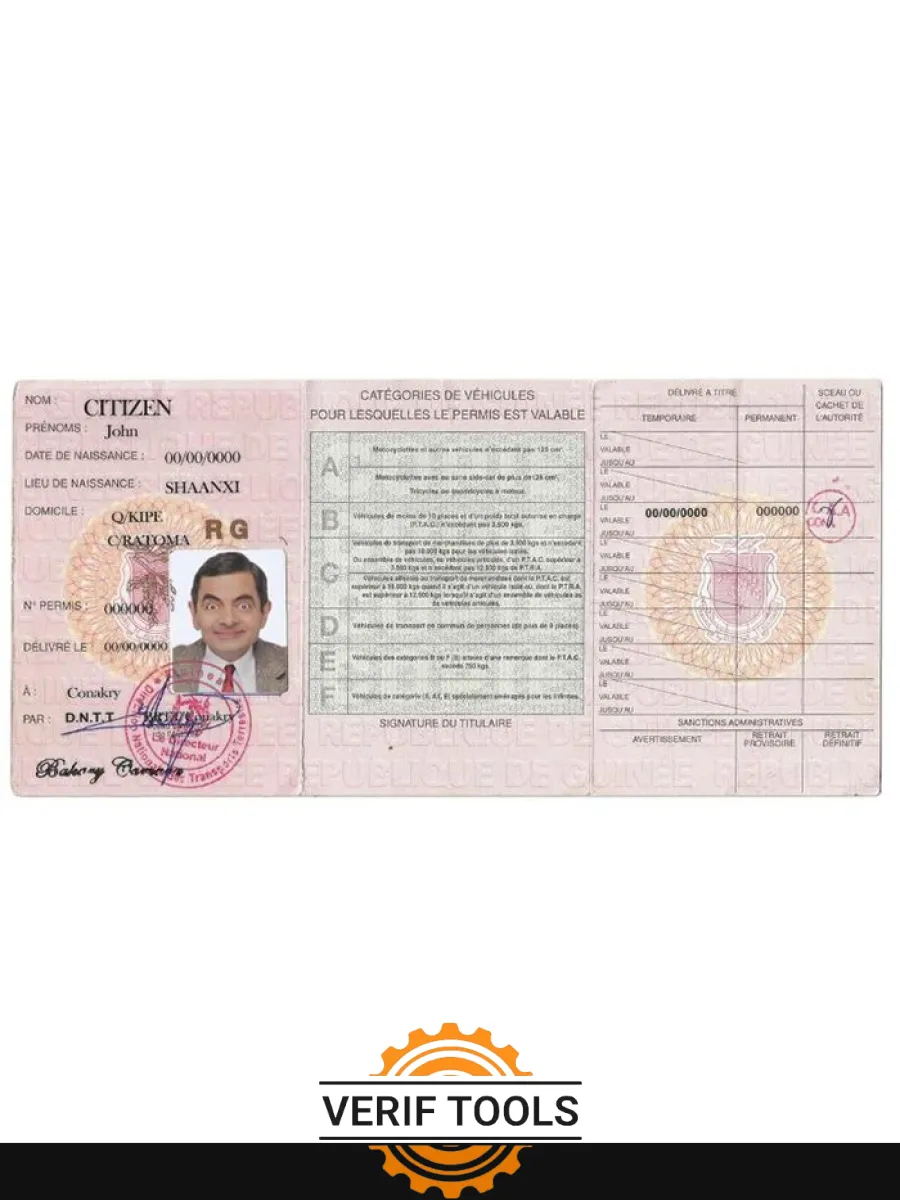 Guinea Driving License — Driver License