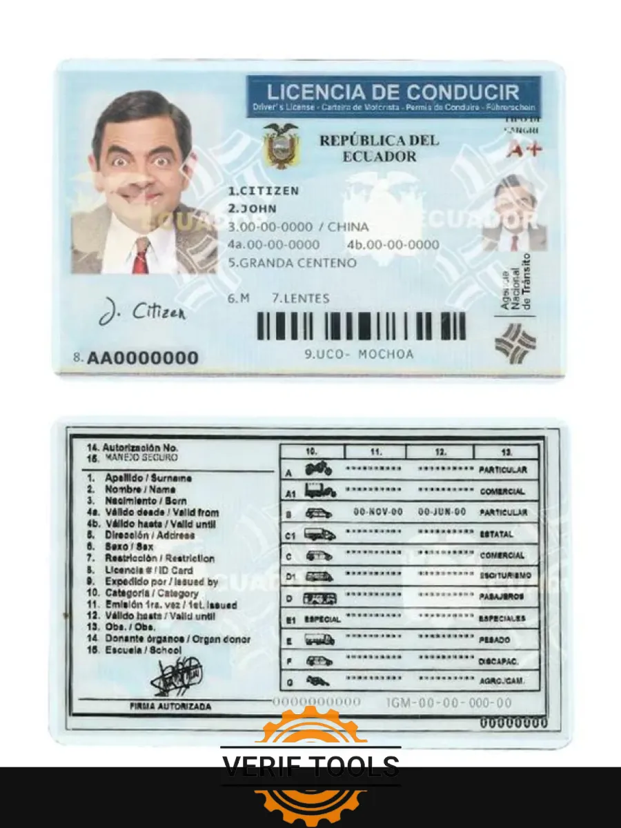 Ecuador Driving License — Driver License