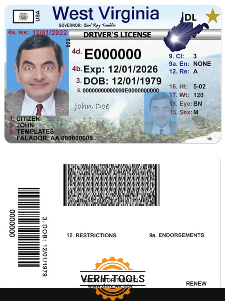 Usa West Virgina Driving License — Driver License