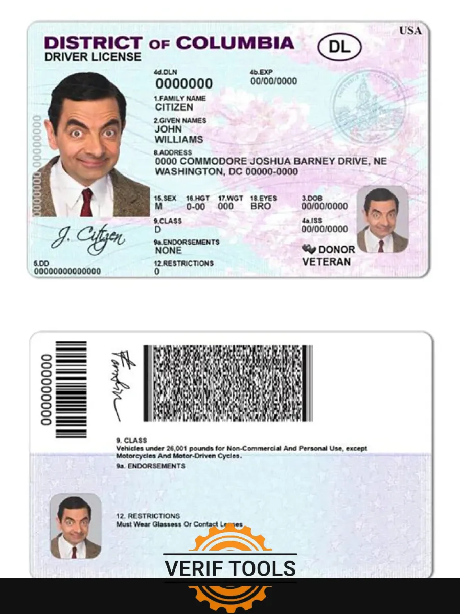 Usa District Of Columbia Driving License — Driver License