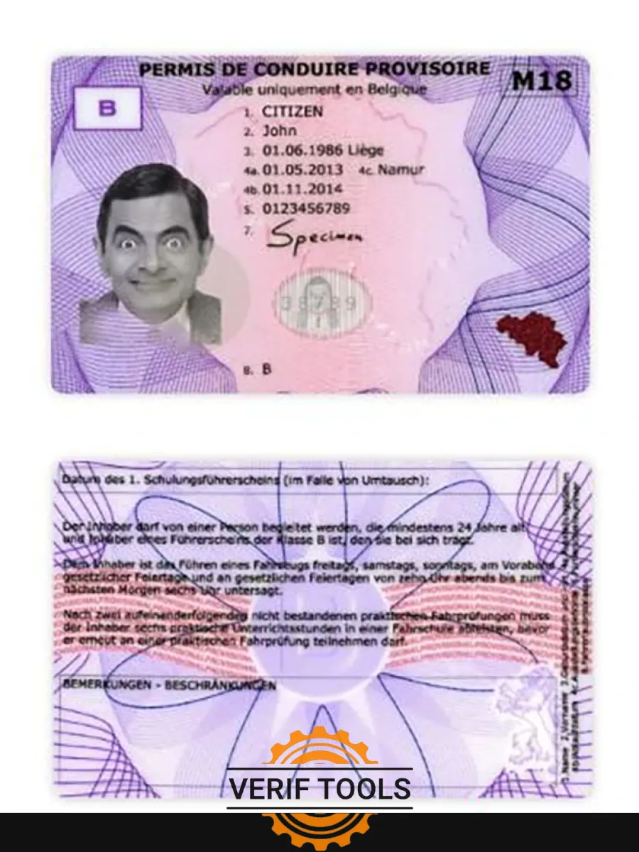 Belgium Provisional Driving License — Driver License