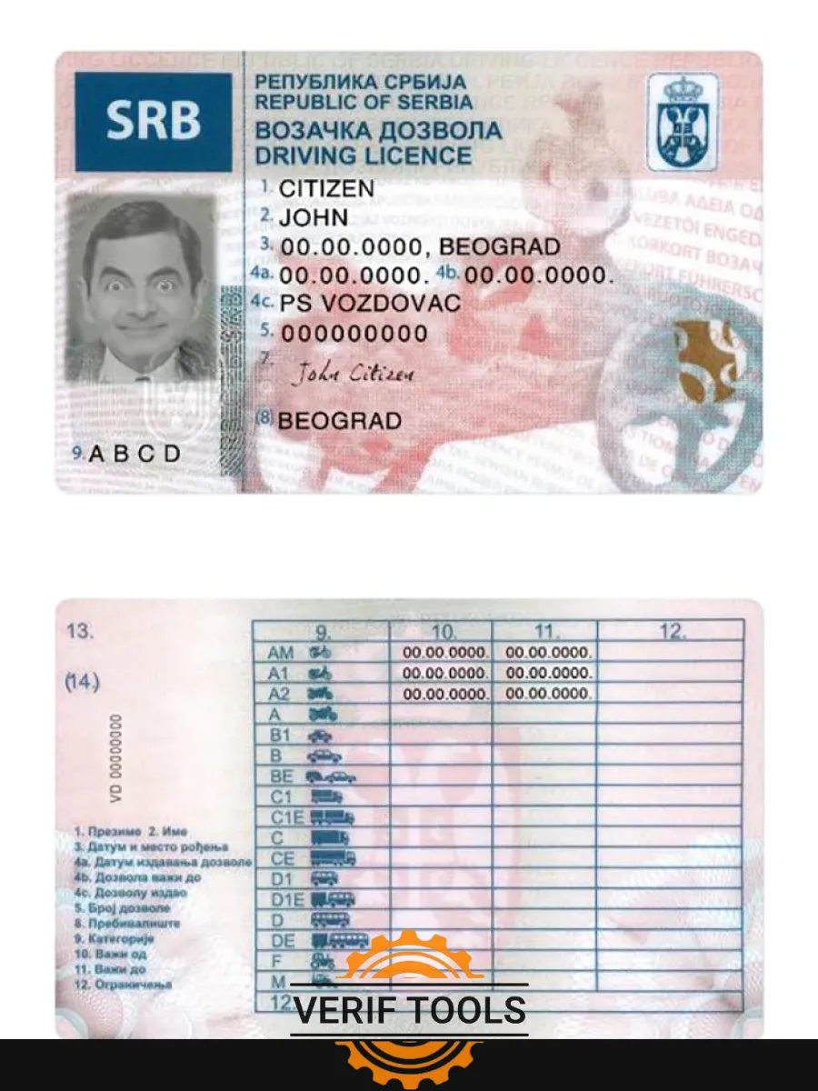 Serbia Driving License — Driver License