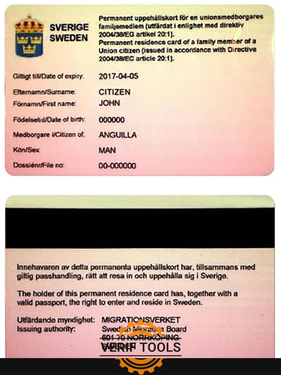 Sweden Permanent Residence Card