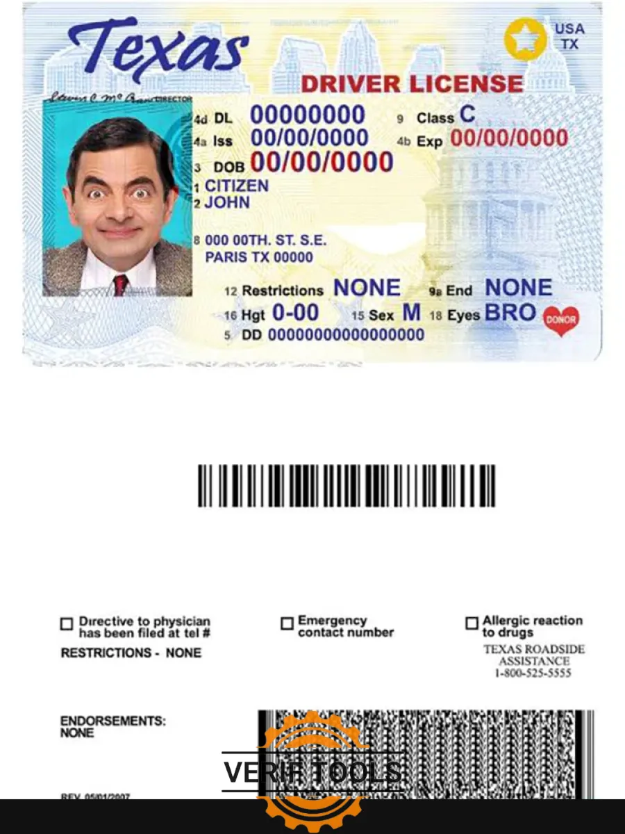 Usa Texas Driving License — Driver License