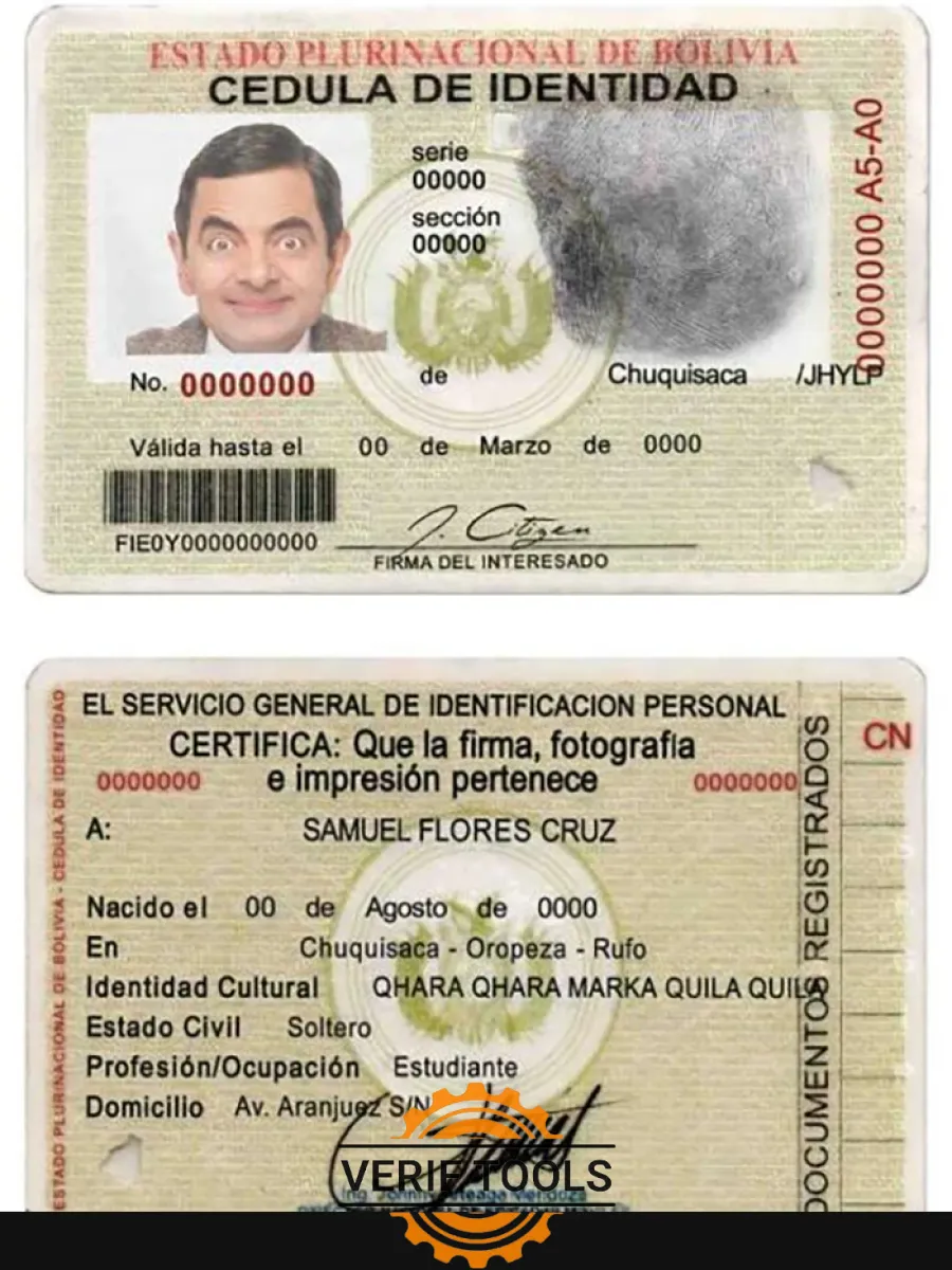 Bolivia Id 1 — ID Cards
