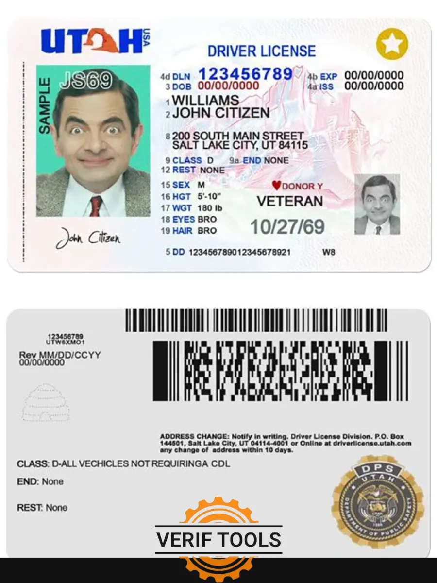 Usa Utah Driving License 2021 Present