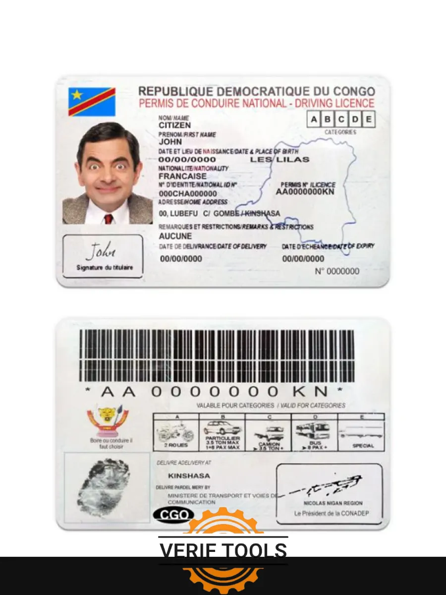 Congo National Driving License — Driver License
