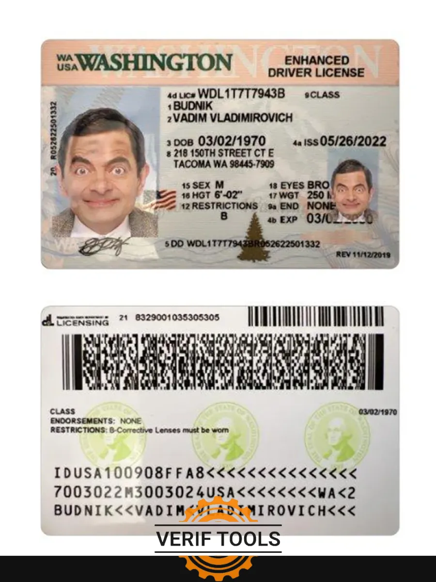 Usa Washington Driving License 2022 Present — Driver License