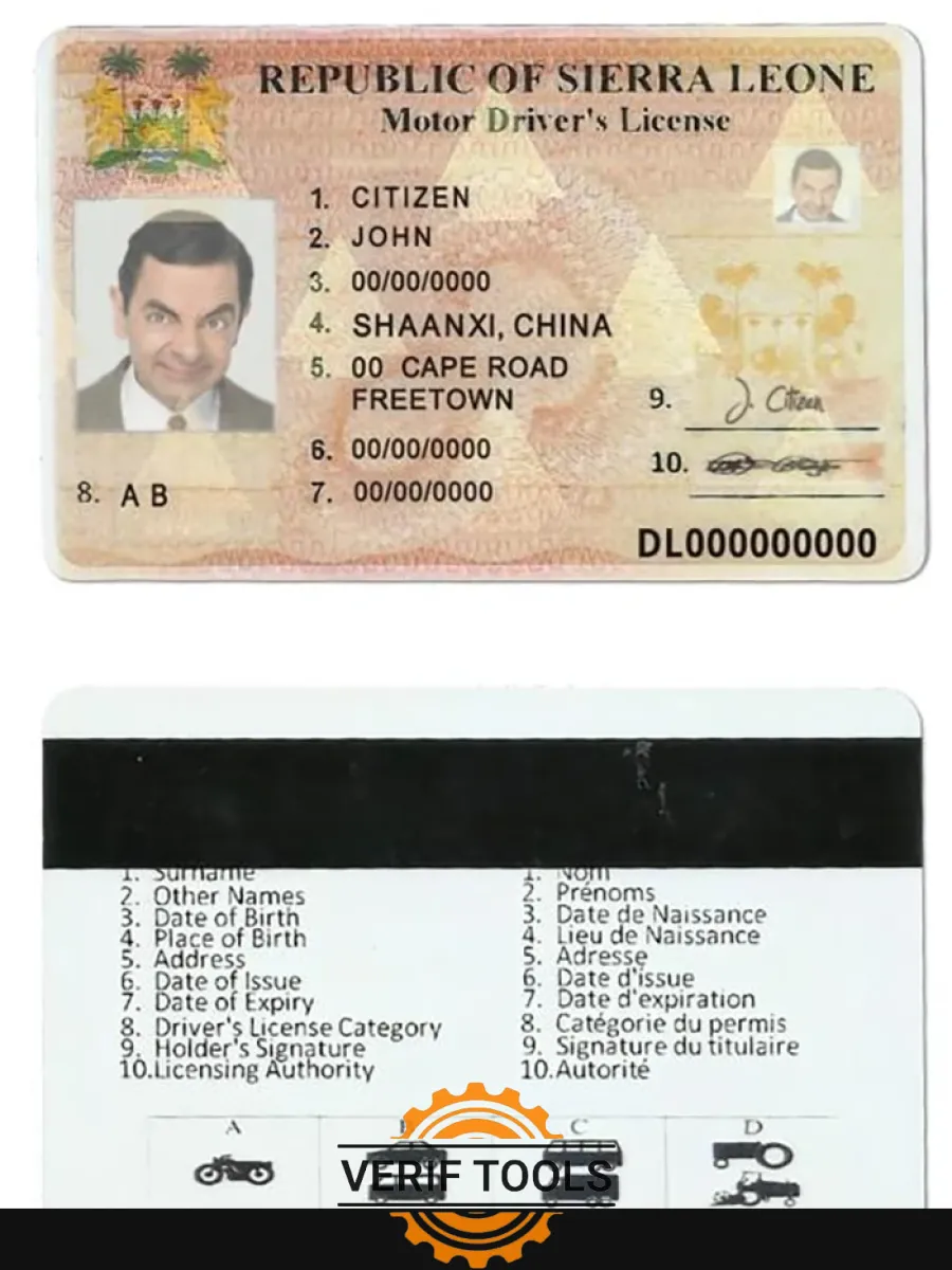 Sierra Leone Driving License — Driver License