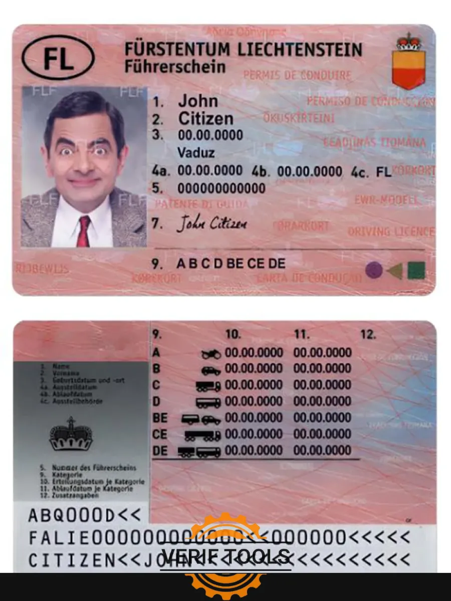 Liechtenstein Driving License — Driver License