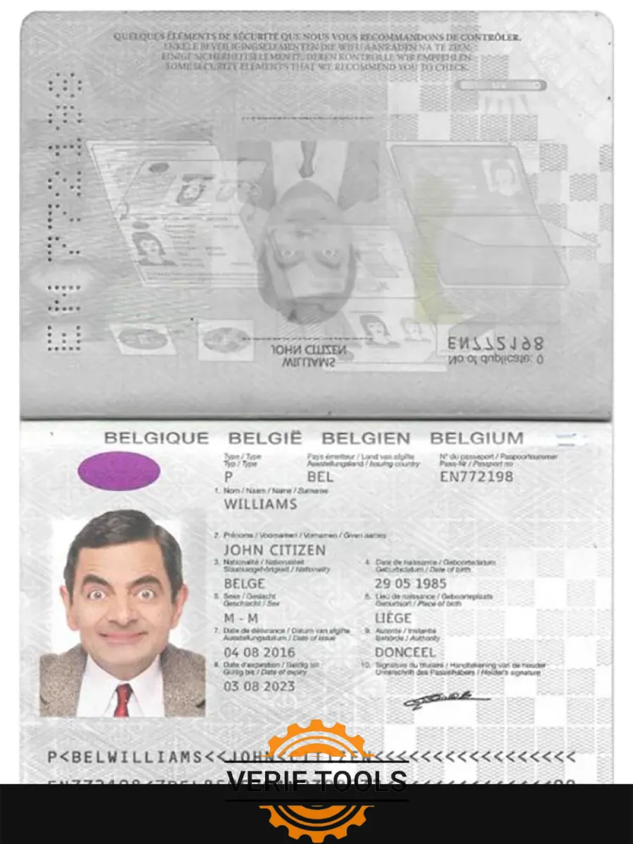 Belgium Passport Psd Template With Fonts Version 2 2017 Present — Passports