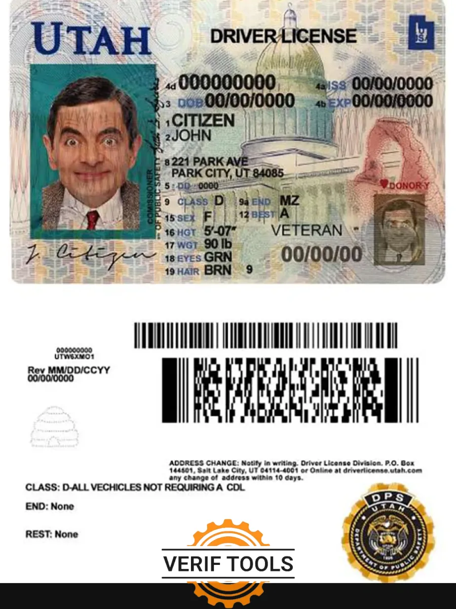 Usa Utah Driving License — Driver License