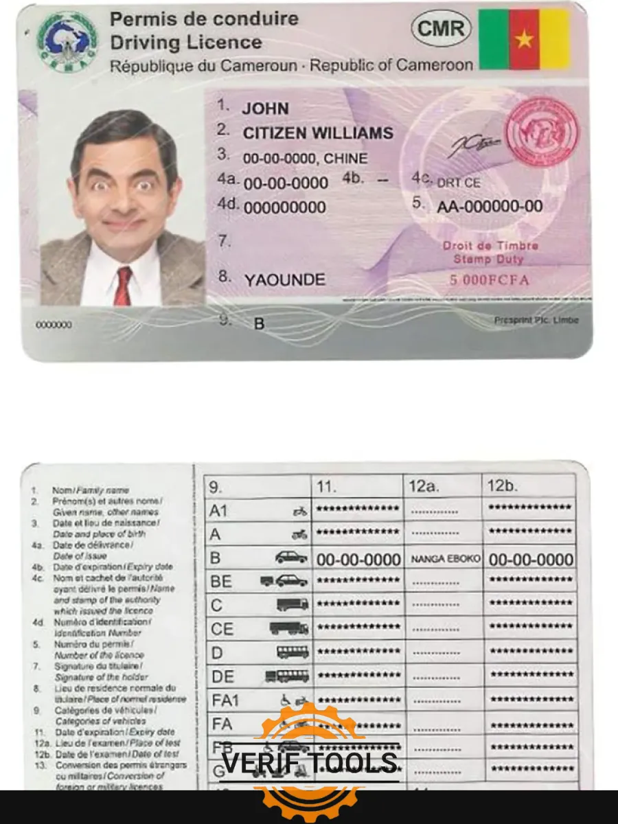 Cameroon Driving License — Driver License