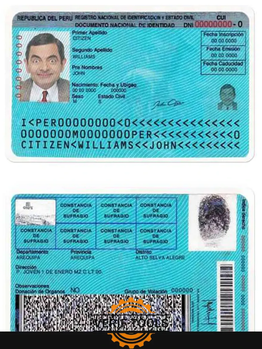 Peru Identity Card Psd Template With Fonts Version 2 — ID Cards