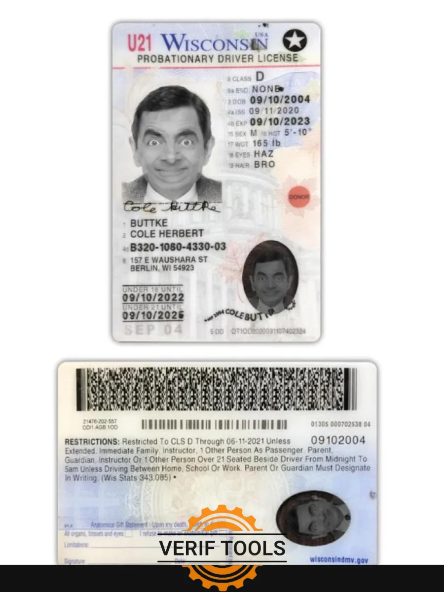 Usa Wisconsin Driving License 2020 Present