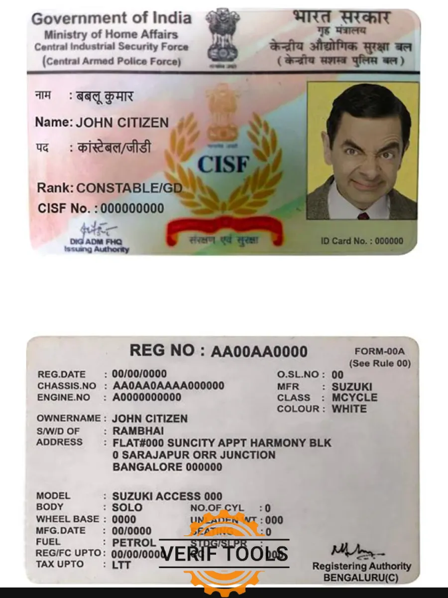India Cisf Driver License — Driver License