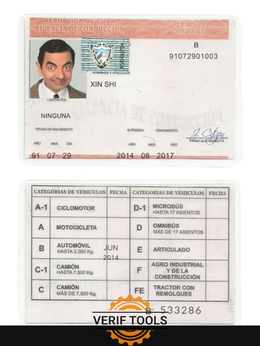Cuba Driving License — Driver License