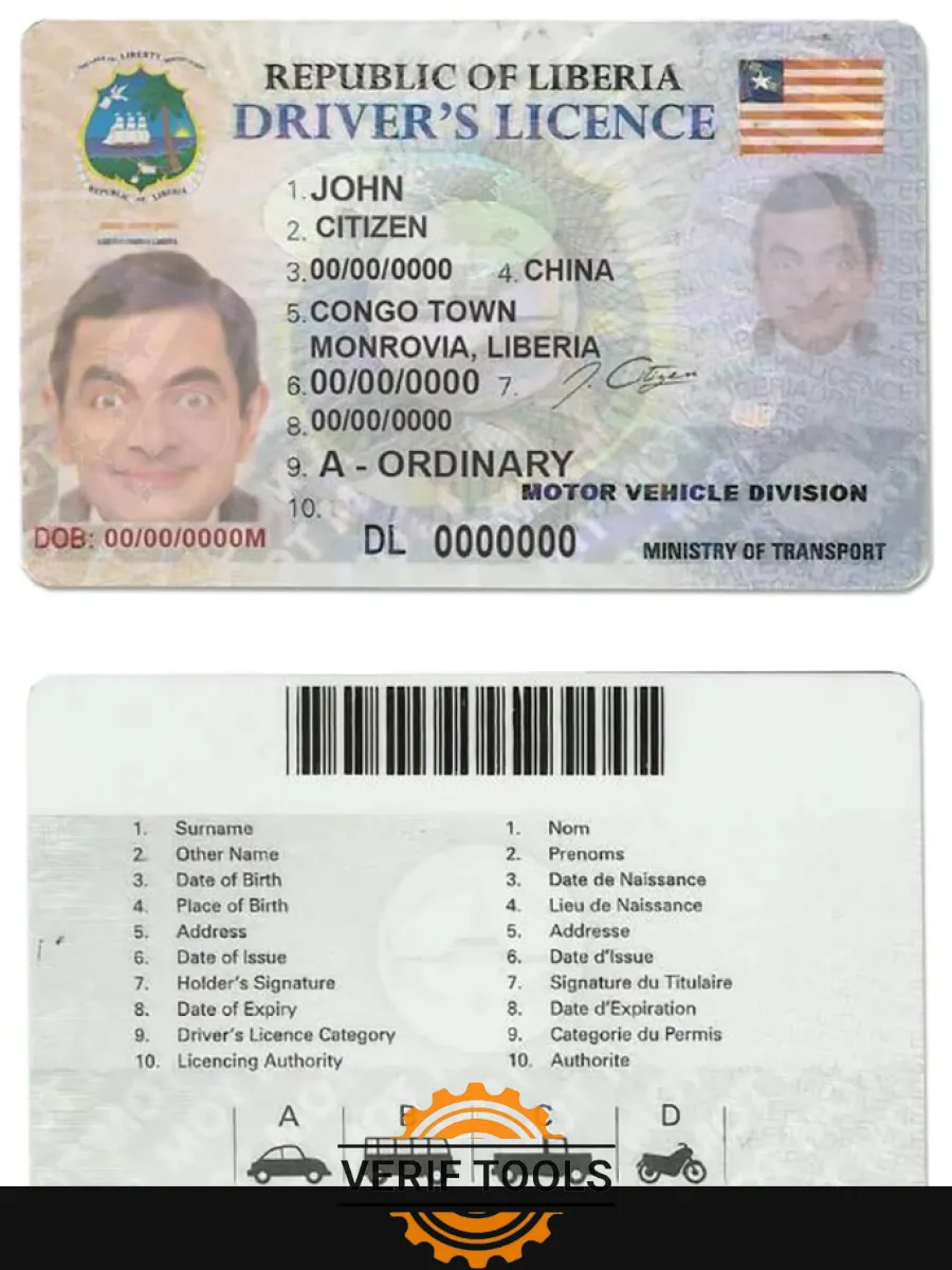 Liberia Driving License — Driver License