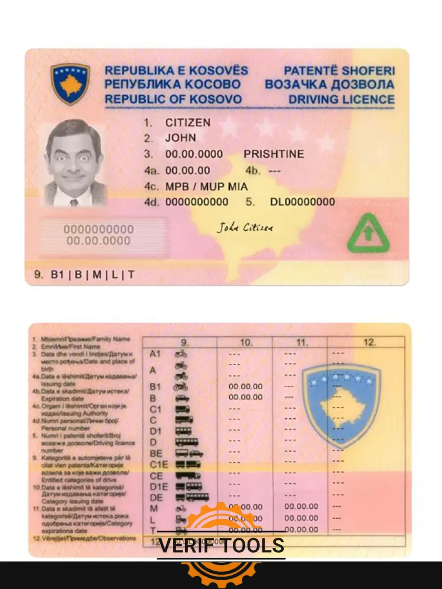 Kosovo Driving License — Driver License