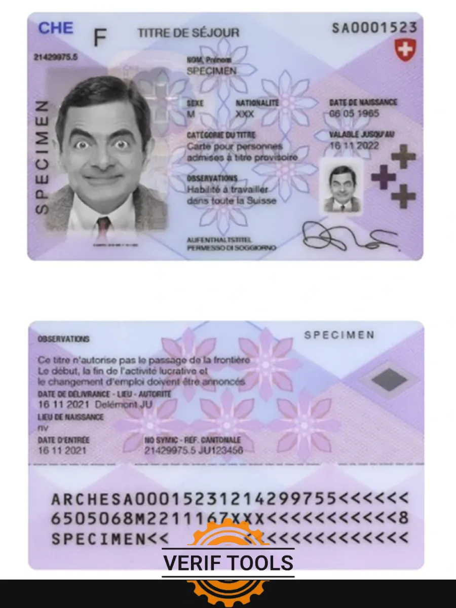 Switzerland Residence Permit Card — Residence Permit