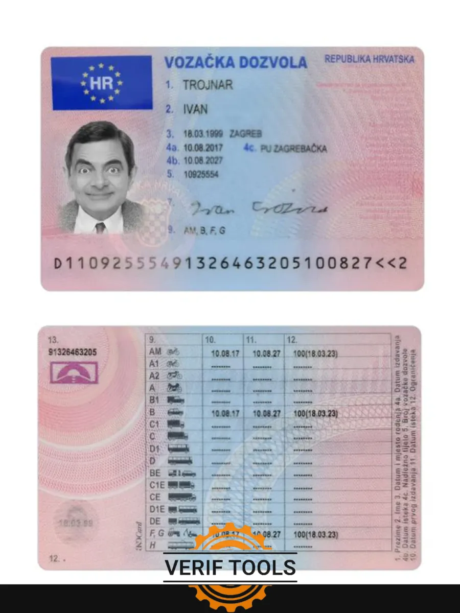 Croatia Driving License 2017 Present — Driver License