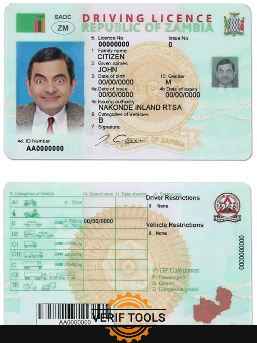 Zambia Driving License — Driver License