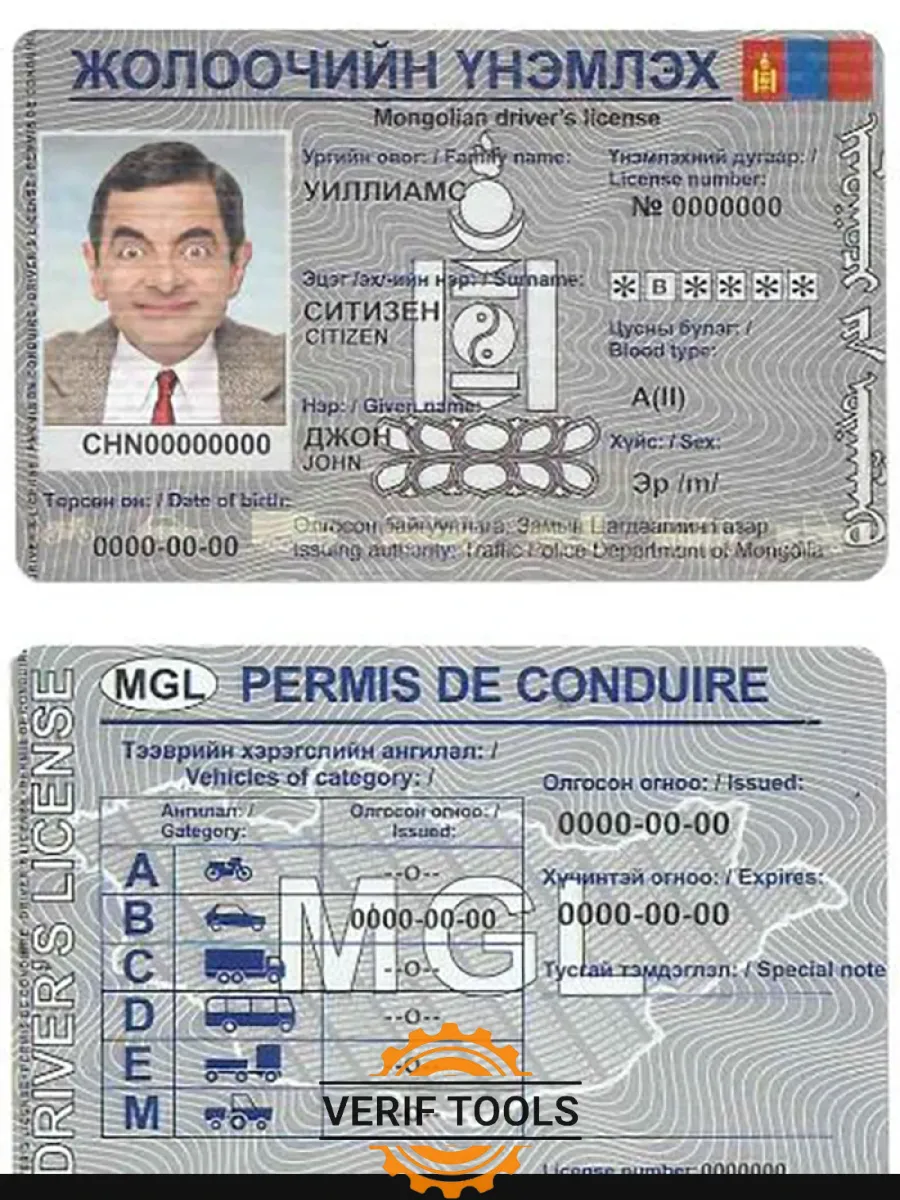 Mongolia Driving License — Driver License