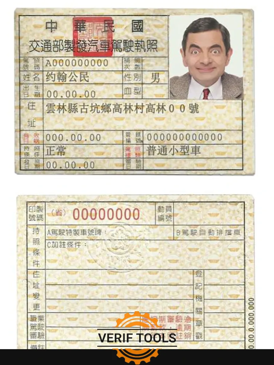 Taiwan Driving License — Driver License