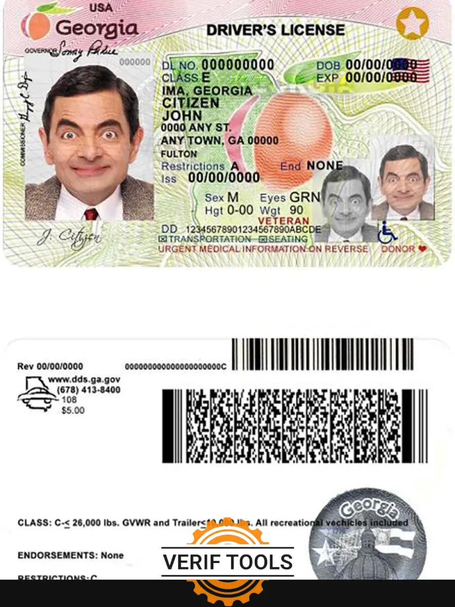 Usa Georgia Driving License 2017 2019 — Driver License