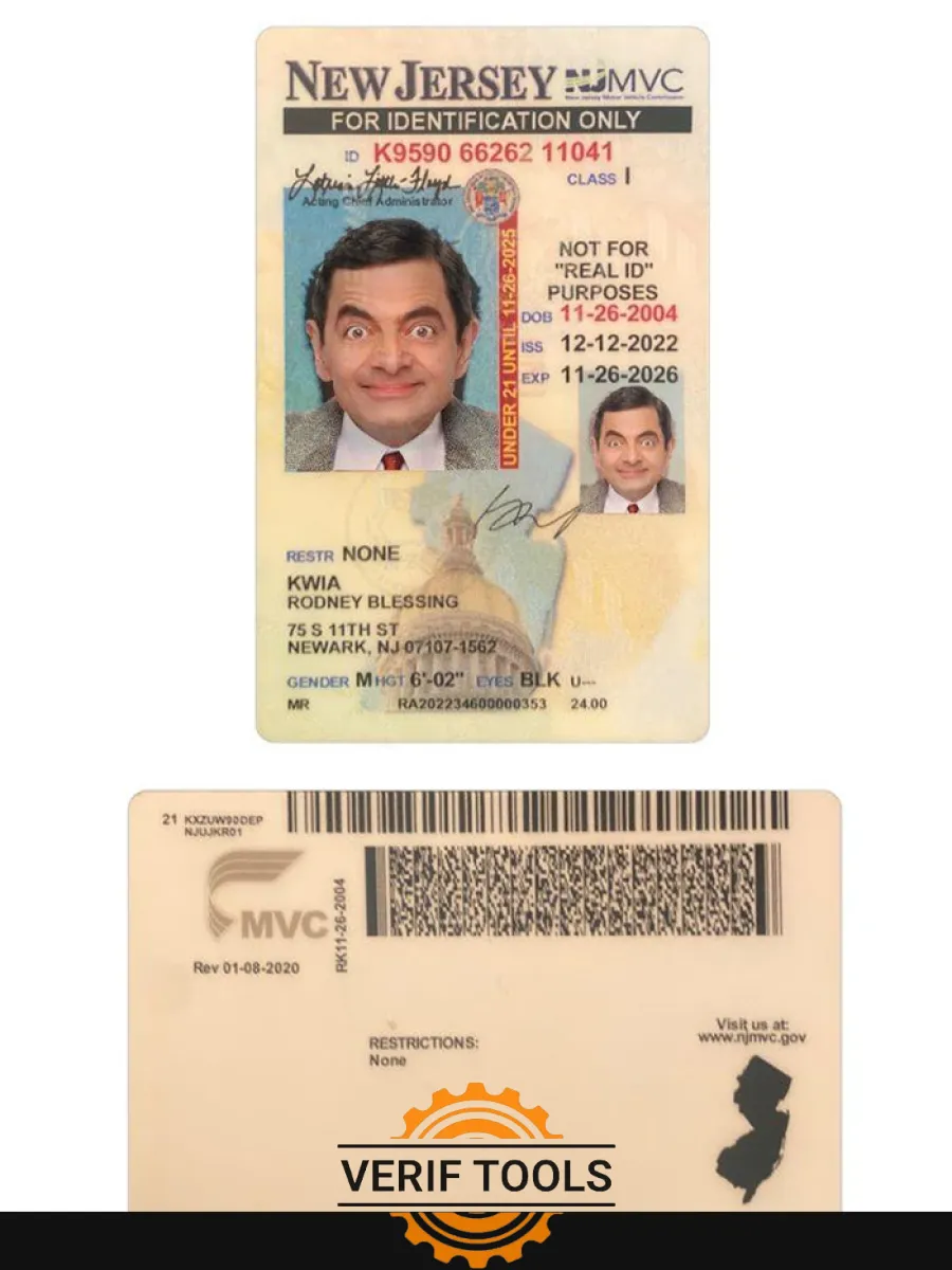 Usa New Jersey Under 21 Id Card — ID Cards