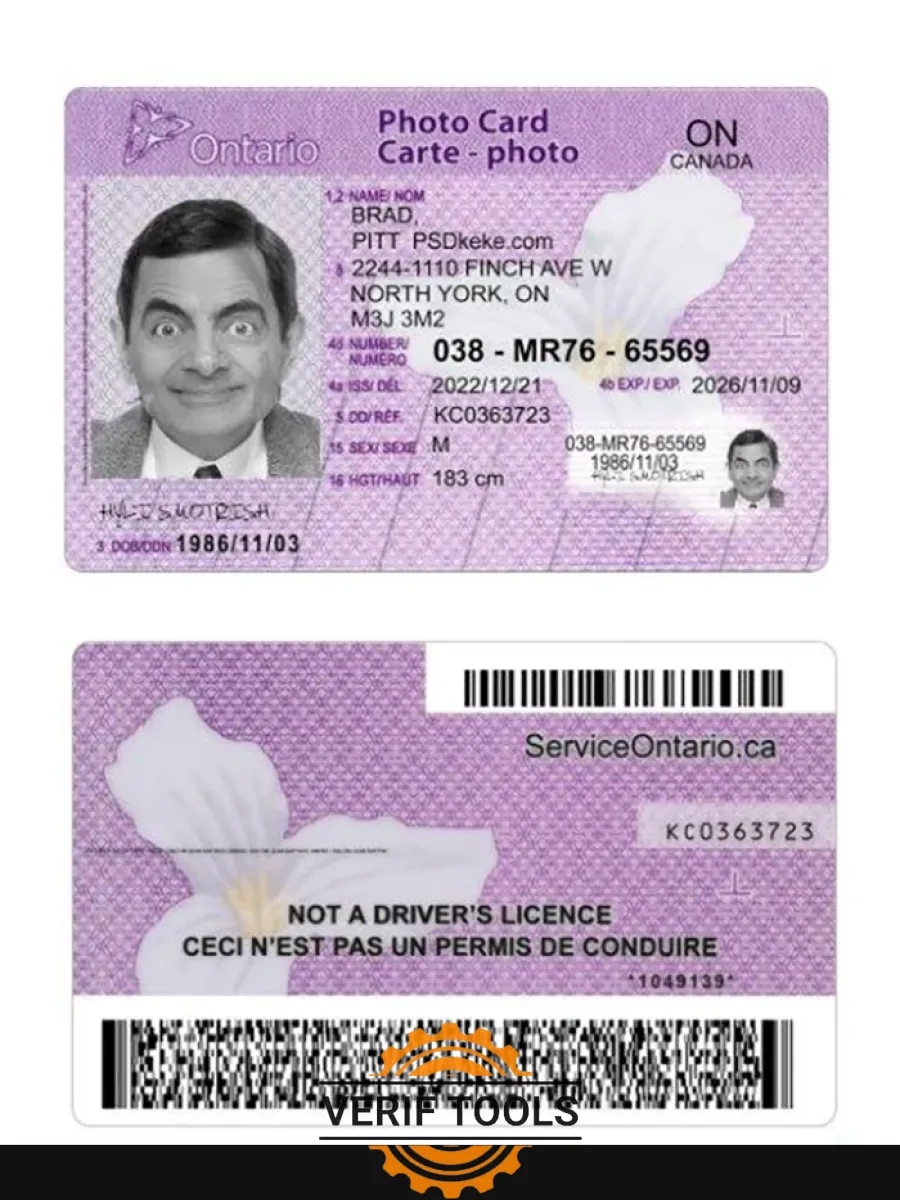 Canada Ontario Photo Card — ID Cards