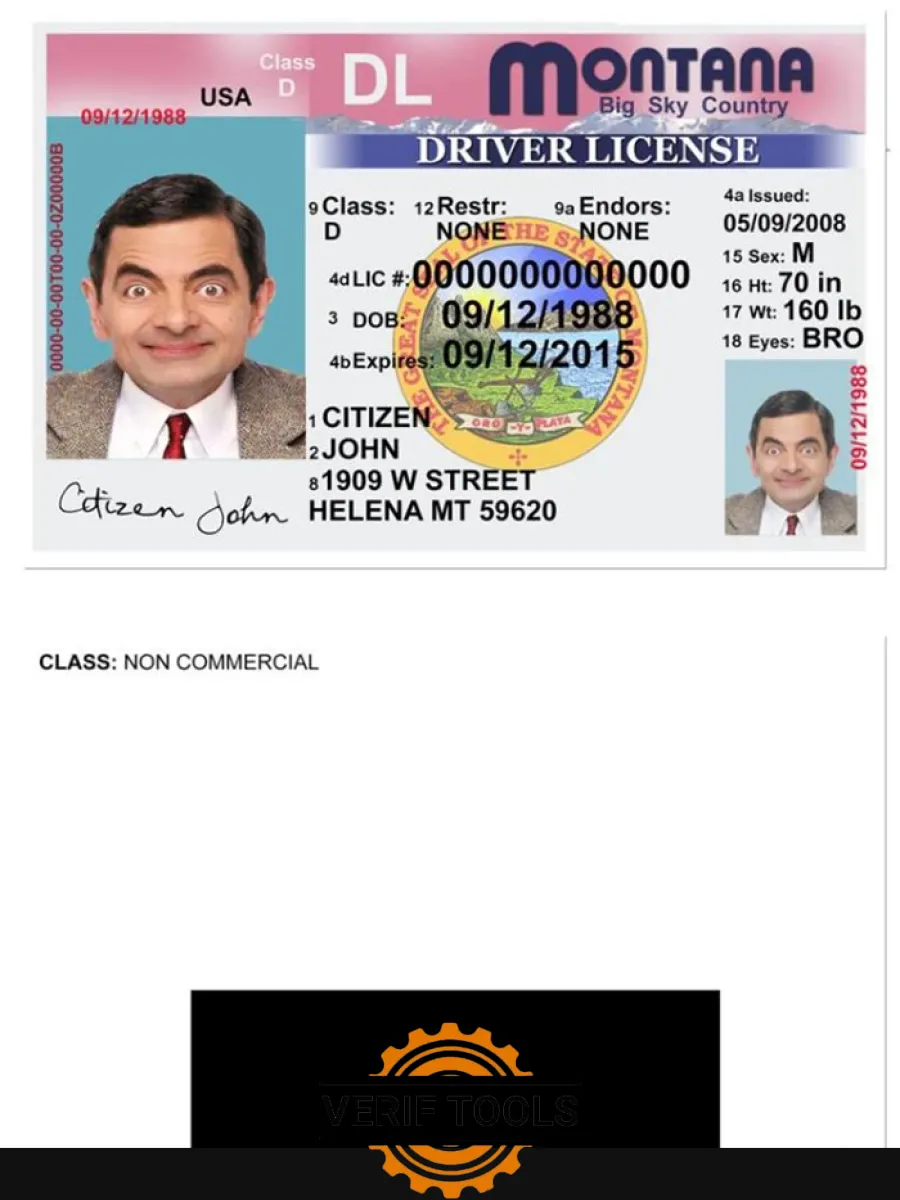 Usa Montana Driving License Version 2 — Driver License